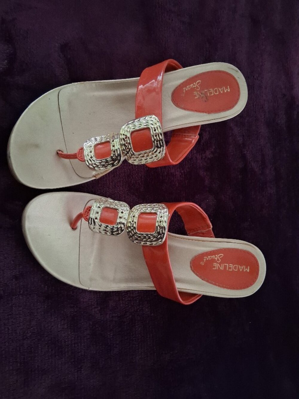 Madeline Stuart Coral Orange Slide Sandals